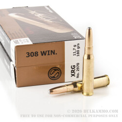 20 Rounds of .308 Win Ammo by Sellier & Bellot - 180gr XRG