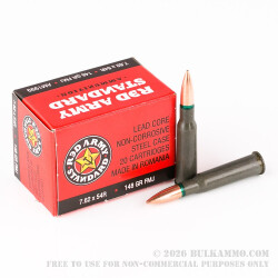 620 Rounds of 7.62x54R Ammo by Red Army Standard - 148gr FMJ 620 Rounds of 7.62x54R Ammo by Red Army Standard - 148gr FMJ