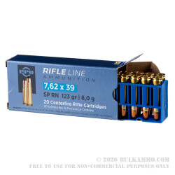 20 Rounds of 7.62x39mm Ammo by Prvi Partizan - 123gr SP