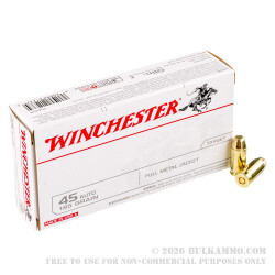 500rds - 45 ACP Winchester USA 185gr. FMJ Ammo 500rds - 45 ACP Winchester USA 185gr. FMJ Ammo