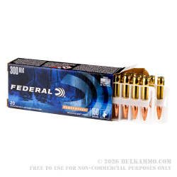 200 Rounds of .300 AAC Blackout Ammo by Federal Power-Shok - 150gr JSP