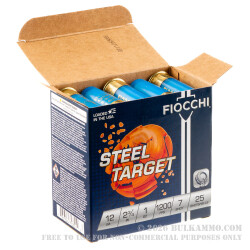 25 Rounds of 12ga Low Recoil Ammo by Fiocchi - 1 ounce #7 Shot (Steel)