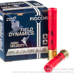 25 Rounds of .410 Ammo by Fiocchi - 11/16 ounce #6 shot