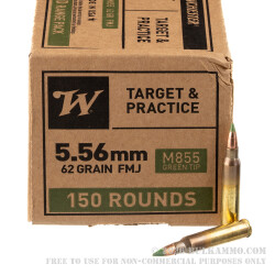 5.56x45 - 62 Grain FMJ M855 - Winchester - 600 Rounds