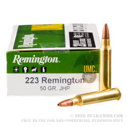 200 Rounds of .223 Ammo by Remington - 50gr JHP