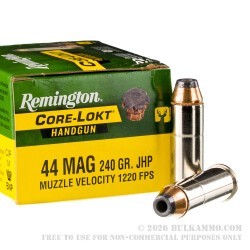 20 Rounds of .44 Mag Ammo by Remington Core-Lokt - 240gr JHP