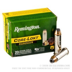 20 Rounds of .44 Mag Ammo by Remington Core-Lokt - 240gr JHP