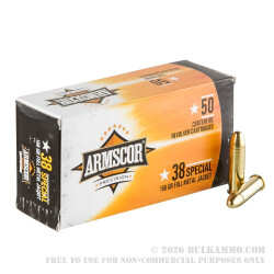 50 Rounds of .38 Spl Ammo by Armscor - 158gr FMJ 50 Rounds of .38 Spl Ammo by Armscor - 158gr FMJ