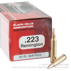 50 Rounds of .223 Ammo by Black Hills Ammunition - 60gr SP