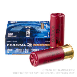 250 Rounds of 12ga Ammo by Federal Power Shok -  00 Buck