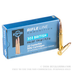 20 Rounds of .303 British Ammo by Prvi Partizan - 174gr FMJBT 20 Rounds of .303 British Ammo by Prvi Partizan - 174gr FMJBT