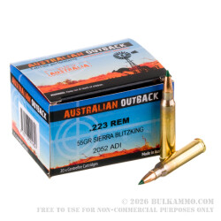 200 Rounds of .223 Ammo by ADI - 55gr Polymer Tipped Sierra BiltzKing 200 Rounds of .223 Ammo by ADI - 55gr Polymer Tipped Sierra BiltzKing