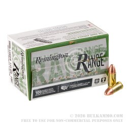 100 Rounds of 9mm Ammo by Remington Range - 115gr FMJ