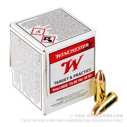 1000 Rounds of 9mm Ammo by Winchester USA - 124gr FMJ