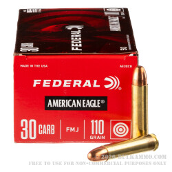 50 Rounds of .30 Carbine Ammo by Federal - 110gr FMJ