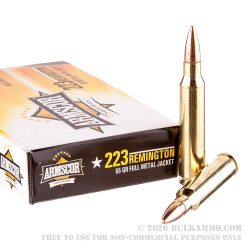 1000 Rounds of .223 Ammo by Armscor - 55gr FMJ 1000 Rounds of .223 Ammo by Armscor - 55gr FMJ