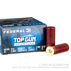 250 Rounds of 12ga Ammo by Federal Top Gun - 1 ounce #8 shot