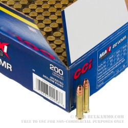 200 Rounds of .22 WMR Ammo by CCI Maxi-Mag MeatEater - 40gr JHP