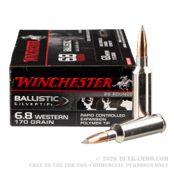 20 Rounds of 6.8 Western Ammo by Winchester Ballistic Silvertip - 170gr Polymer Tipped