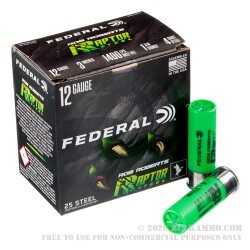25 Rounds of 12ga Ammo by Federal Rob Roberts Raptor Steel - 1-3/8 ounce #4 steel shot