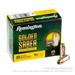 20 Rounds of .380 ACP Ammo by Remington Golden Saber - 102gr BJHP