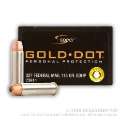 20 Rounds of .327 Federal Mag Ammo by Speer - 115gr JHP 20 Rounds of .327 Federal Mag Ammo by Speer - 115gr JHP