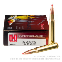 20 Rounds of 30-06 Springfield Ammo by Hornady - 180gr SST