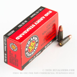 50 Rounds of 7.62 Tokarev Ammo by Red Army Standard - 86 Grain FMJ