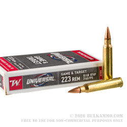 20 Rounds of .223 Ammo by Winchester Universal Game & Target - 55gr BTHP