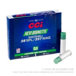 10 Rounds of .38 Spl Ammo by CCI Pest Control Shotshell - 80gr #8 Bismuth Shot