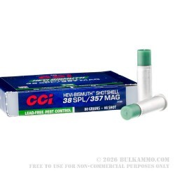 10 Rounds of .38 Spl Ammo by CCI Pest Control Shotshell - 80gr #8 Bismuth Shot