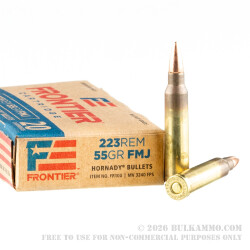 20 Rounds of .223 Ammo by Hornady Frontier - 55gr FMJ
