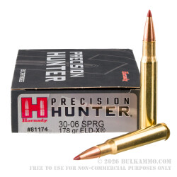 20 Rounds of 30-06 Springfield Ammo by Hornady Precision Hunter - 178gr ELD-X
