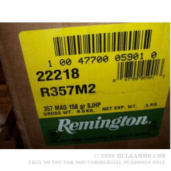 500 Rounds of .357 Mag Ammo by Remington - 158gr SJHP 500 Rounds of .357 Mag Ammo by Remington - 158gr SJHP