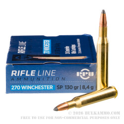 20 Rounds of .270 Win Ammo by Prvi Partizan - 130gr SP