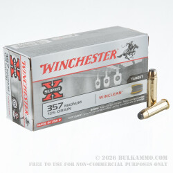 50 Rounds of .357 Mag Ammo by Winchester WinClean - 125gr JSP