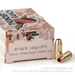 20 Rounds of .40 S&W Ammo by Corbon Thunder Ranch - 140gr DPX 20 Rounds of .40 S&W Ammo by Corbon Thunder Ranch - 140gr DPX