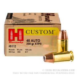 200 Rounds of .45 ACP Ammo by Hornady - 200gr JHP
