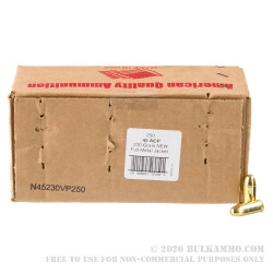 250 Rounds of .45 ACP Ammo by American Quality Ammunition - 230gr FMJ