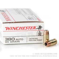 500 Rounds of .380 ACP Ammo by Winchester USA - 95gr JHP 500 Rounds of .380 ACP Ammo by Winchester USA - 95gr JHP