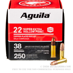250 Rounds of .22 LR Ammo by Aguila - 38gr CPHP