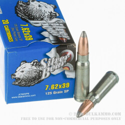 20 Rounds of 7.62x39mm Ammo by Silver Bear - 125gr SP 20 Rounds of 7.62x39mm Ammo by Silver Bear - 125gr SP