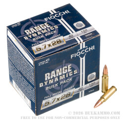 150 Rounds of 5.7x28mm Ammo by Fiocchi - 40gr FMJ 150 Rounds of 5.7x28mm Ammo by Fiocchi - 40gr FMJ