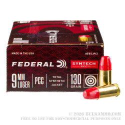 500 Rounds of 9mm Ammo by Federal Syntech PCC - 130gr Total Synthetic Jacket