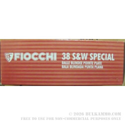 38 Special 110 gr +P FMJFN Fiocchi Ammo For Sale!
