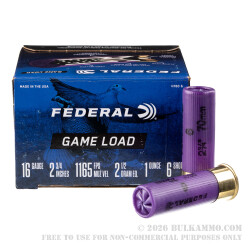250 Rounds of 16ga Ammo by Federal - 1 ounce #6 shot