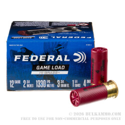 250 Rounds of 12ga Ammo by Federal - 1 1/4 ounce #4 shot