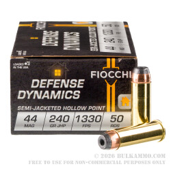 50 Rounds of .44 Mag Ammo by Fiocchi - 240gr SJHP