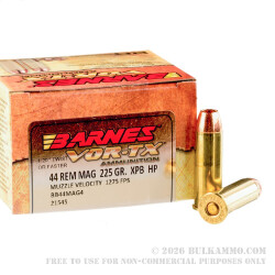 20 Rounds of .44 Mag Ammo by Barnes - 225gr XPB HP