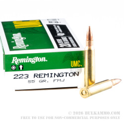 20 Rounds of .223 Ammo by Remington UMC - 55gr FMJ